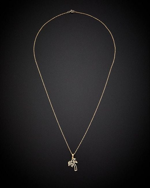 Italian Gold Black Fremada 14k Palm Tree Pendant Necklace