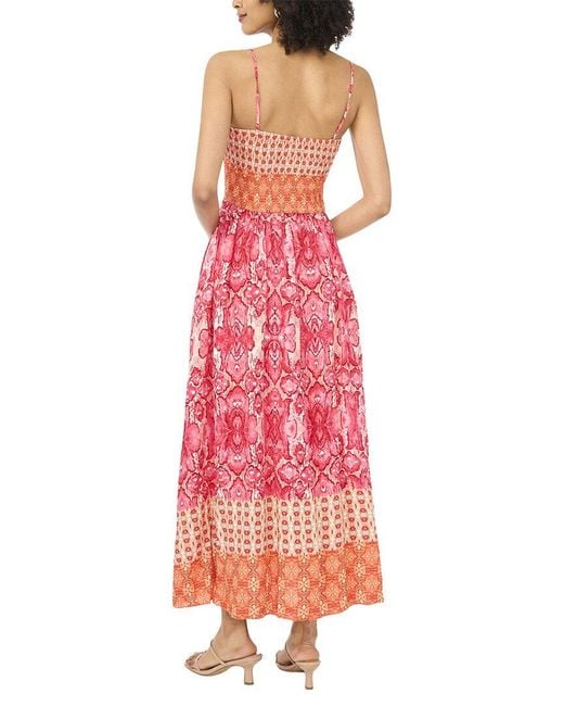 Vince Camuto Red Smocked Bodice Maxi Dress