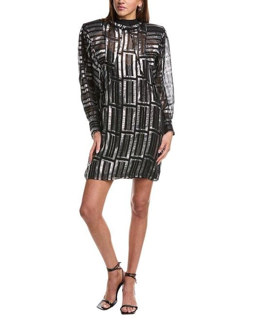 IRO Black Cat Silk-Blend Mini Dress
