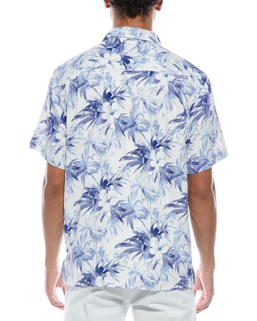 Tommy Bahama Blue Palmeras Party Silk-Blend Camp Shirt for men
