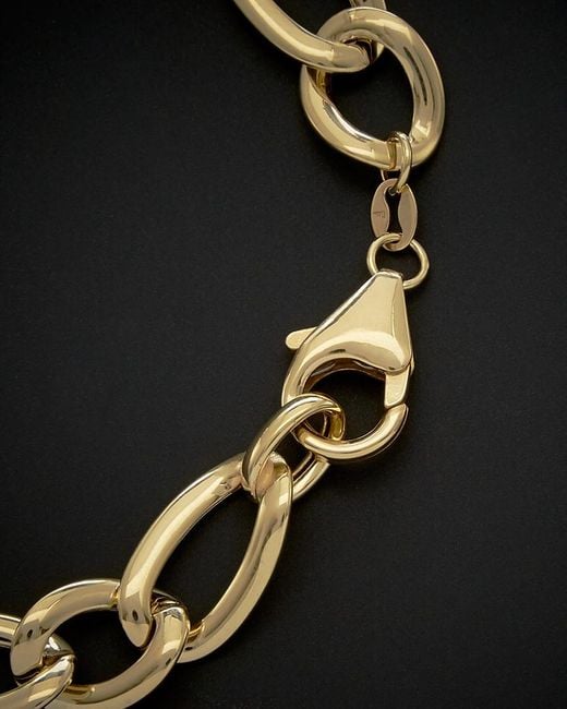 Italian Gold Black 14k Graduated Twist Puffed Oval Link Bracelet