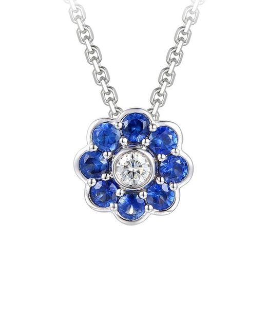 Gregg Ruth Blue 14K 0.91 Ct. Tw. Diamond & Sapphire Flower Pendant