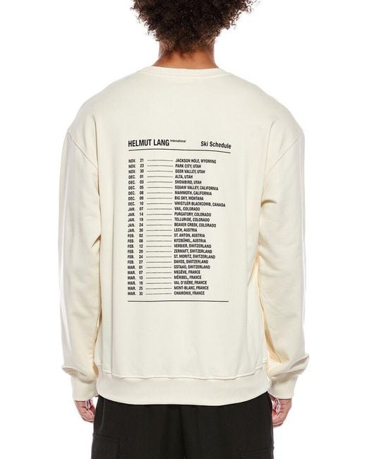 Helmut Lang White Ski Schedule Crewneck Sweatshirt for men
