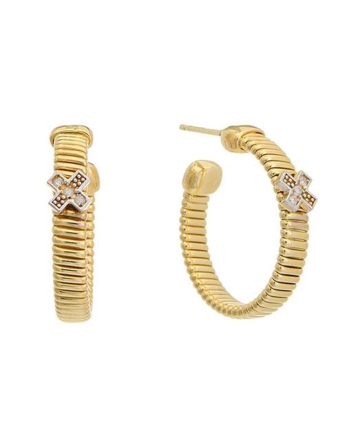 Meshmerise Metallic 18k Over Silver 0.06 Ct. Tw. Diamond Earrings