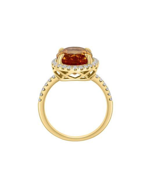 Effy Fine Jewelry Metallic 14K 6.29 Ct. Tw. Diamond & Citrine Ring