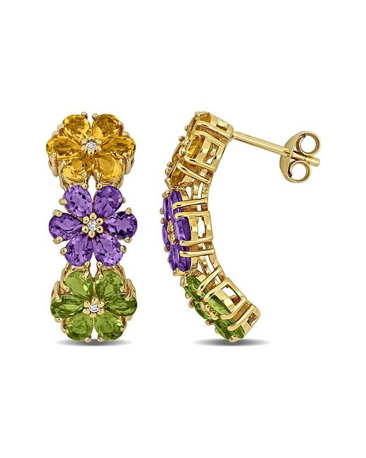 Rina Limor White 5.36 Ct. Tw. Amethyst & Citrine & Peridot & Topaz Earrings