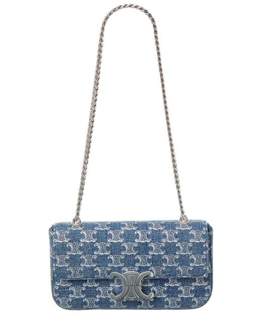 【CELINE(セリーヌ)】CLAUDE DENIM CHAIN SHOULDER BAG CELINE Shoulder Bag Claude With Striped Denim Chain ​​with