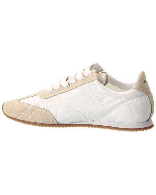 Totême White Flex Suede & Canvas Sneaker