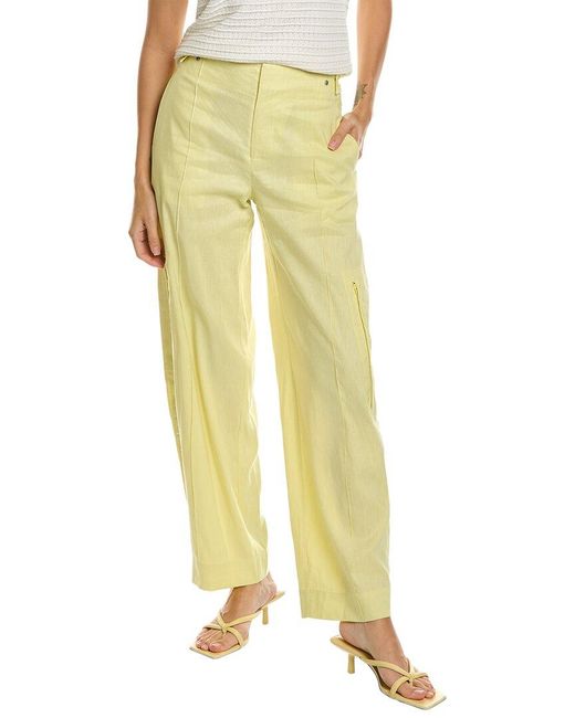 Vince Yellow High-waist Linen-blend Utility Trouser