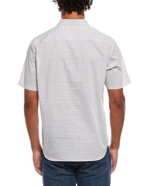 Theory White Irving Mini Geo Shirt for men