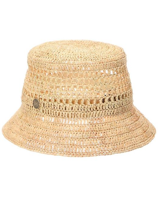 Bruno Magli Natural Crochet Short Brim Bucket Hat