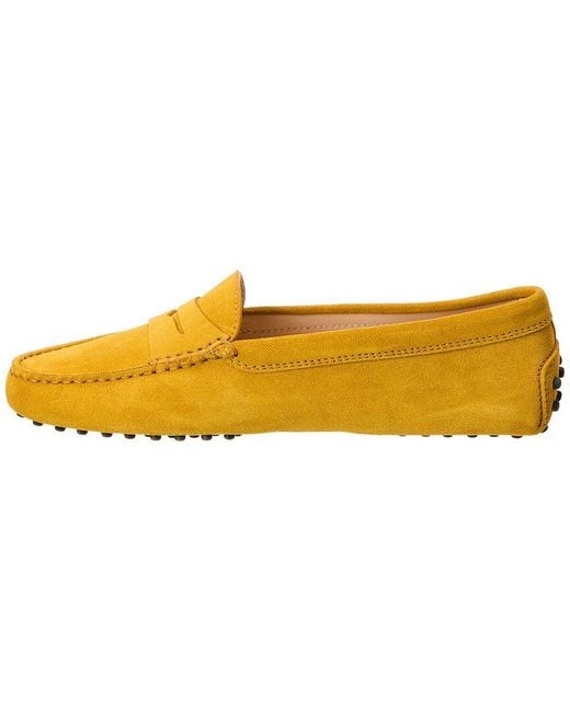 Tod's Yellow Gommino Suede Loafer