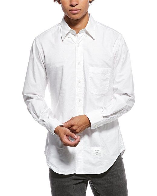 Thom Browne White Logo Button Shirt for men