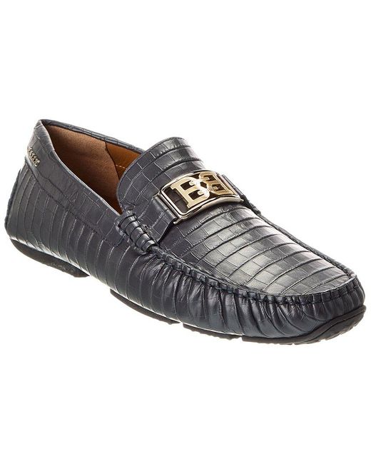 Bally Blue Palan Croc-Embossed Leather Loafer for men