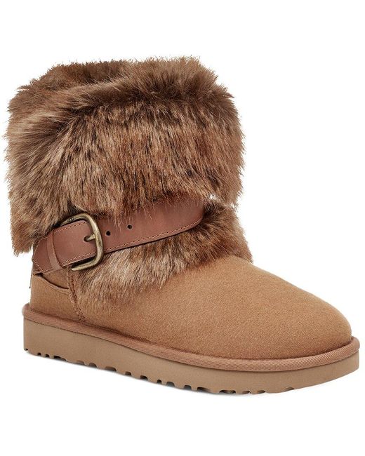 classic buckle mini suede boots
