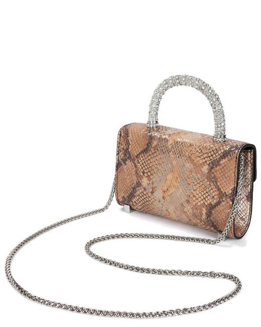 Tiffany & Fred Paris Brown Snake-Embossed Leather Top Handle Bag
