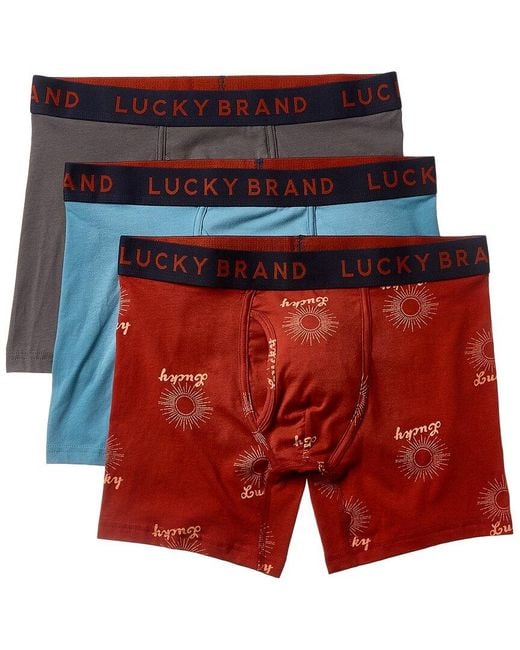 Lucky Brand Red 3pk Stretch Boxer Brief for men