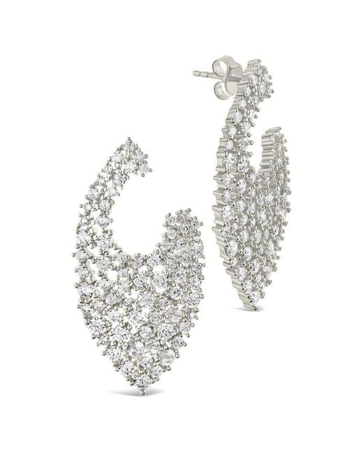 Sterling Forever White Cz Priscilla Statement Stud Earrings