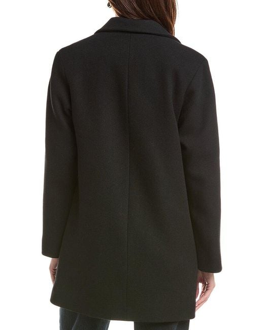 Fleurette Black Double Breasted Wool Coat