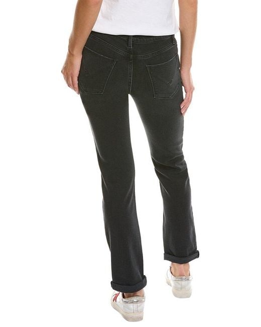 Hudson Black Nico Mid-Rise Ash Destruct Straight Ankle Jean