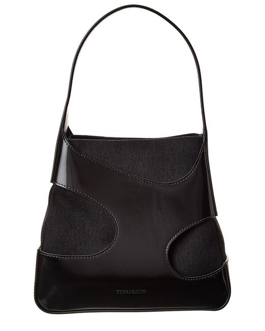 Ferragamo Black Ferragamo Cut Out Detail Leather Shoulder Bag