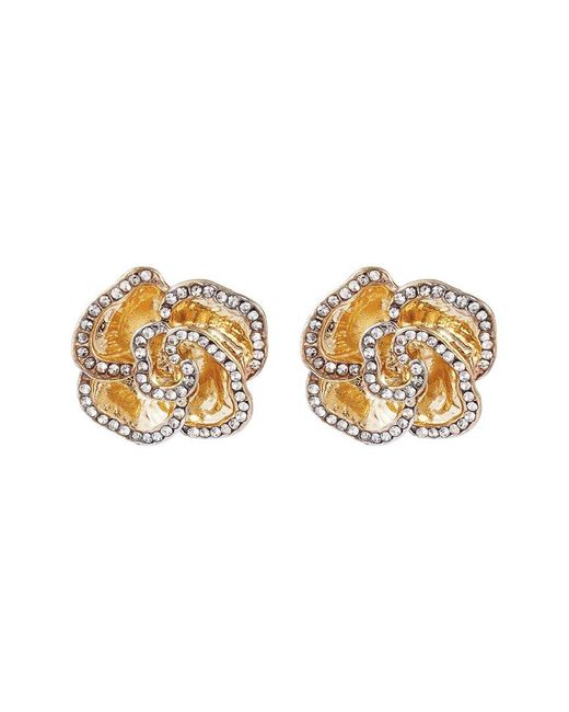 Adornia White Plated Crystal Encrusted Flower Stud Earrings