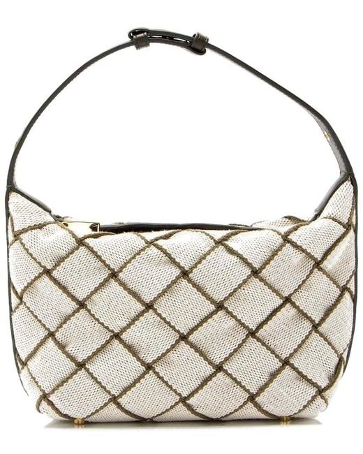 Bottega Veneta Metallic Beige Woven Canvas Wallace Mini Shoulder Bag (authentic Pre- Loved)