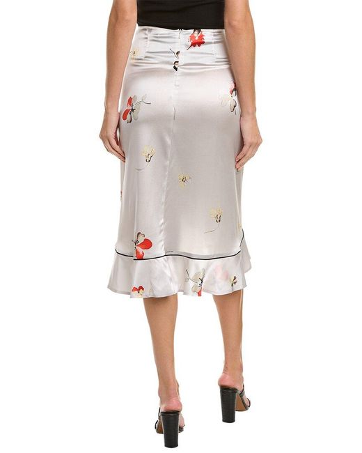 Ganni Gray Satin Silk-blend Skirt