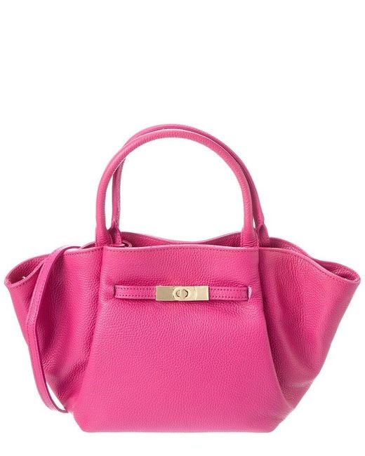 Italian Leather Pink Top Handle Tote
