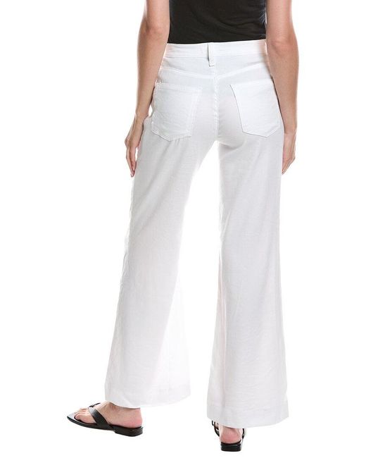 ASKK NY White Stripe Linen-Blend Wide Leg Jean