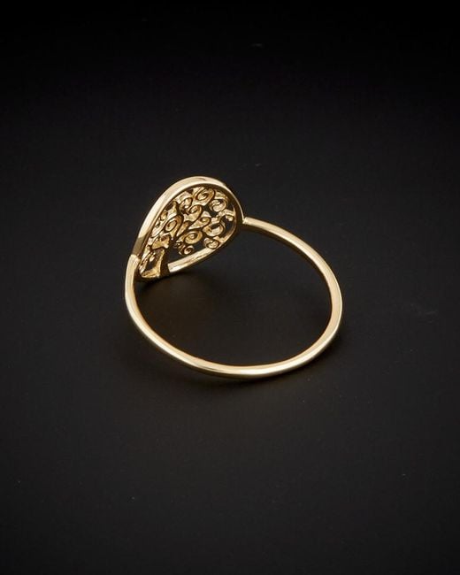 Italian Gold Black 14k Tree Of Life Ring