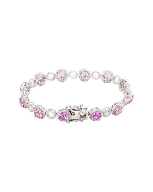 Suzy Levian White Silver 0.02 Ct. Tw. Diamond & Gemstone Bracelet