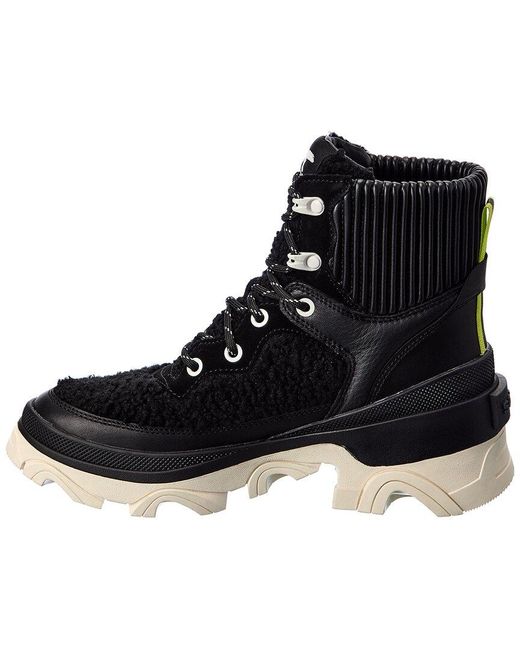 Sorel Brex Cozy Lace Wp Leather & Suede Boot in Black | Lyst