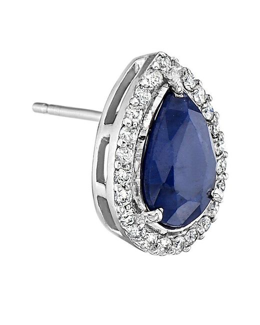 Forever Creations USA Inc. Blue Forever Creations 14k 4.91 Ct. Tw. Diamond & Sapphire Halo Earrings