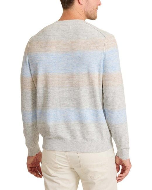 Tommy Bahama Gray Sorrento Sunset Linen-Blend Crewneck Sweater for men