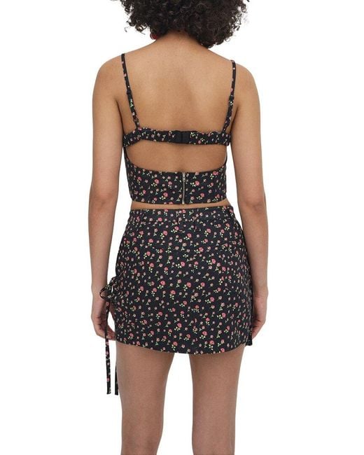 For Love & Lemons Black Camille Mini Skirt