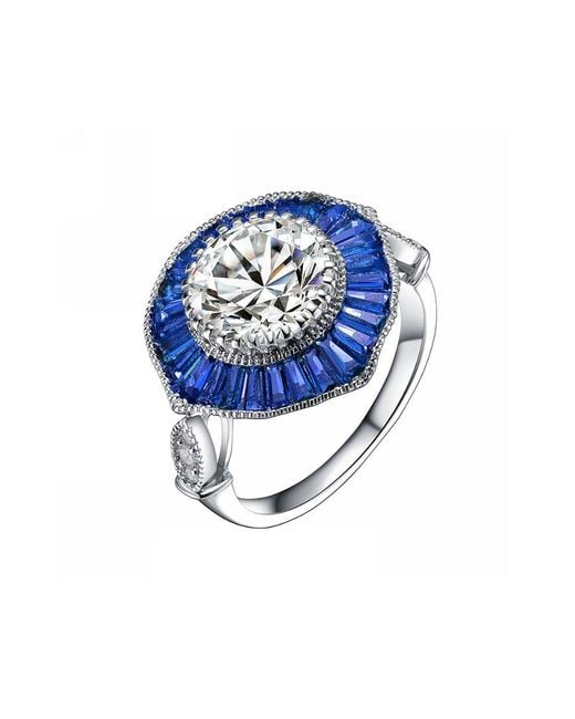Genevive Jewelry Blue Silver Ring