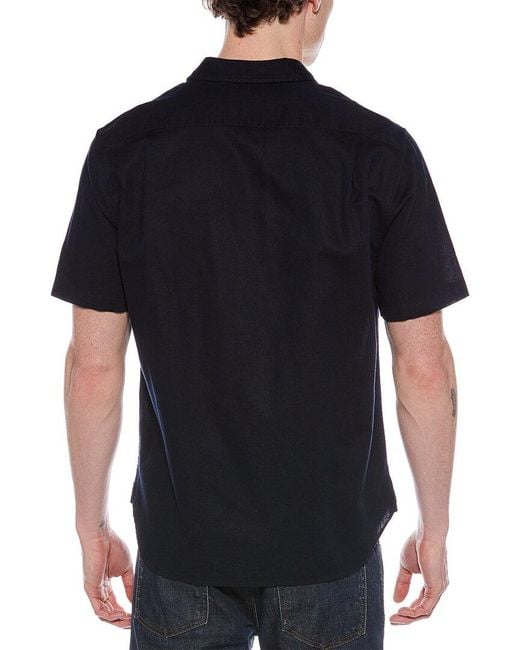 Vince Black Linen-Blend Button-Down Shirt for men