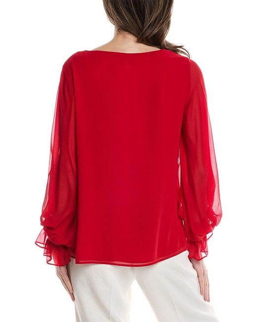 Vince Camuto Red V-neck Blouson Sleeve Top