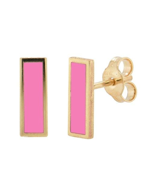 Sabrina Designs Pink 14k Agate Bar Studs