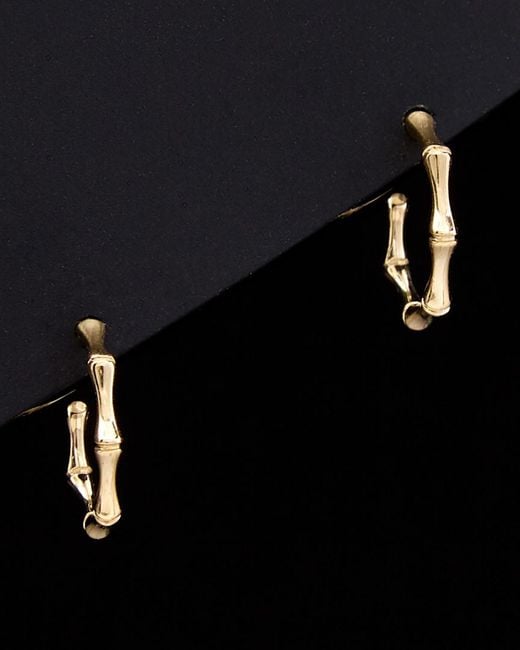 Italian Gold Black 14k Bamboo Open Hoops