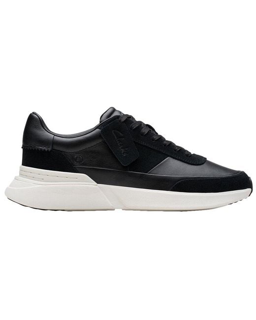 Clarks Black Craft Pace Leather Trainers for men