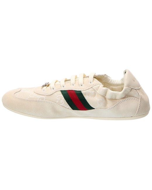 Gucci Natural Gg Trainer Canvas & Leather Sneaker