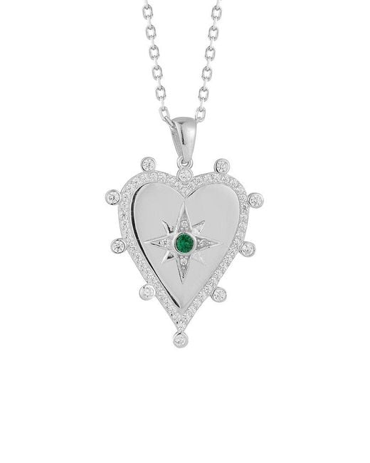 Sphera Milano White Silver Cz Heart Pendant Necklace