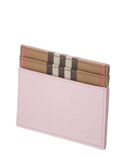 Burberry Pink Check Canvas & Leather Card Case