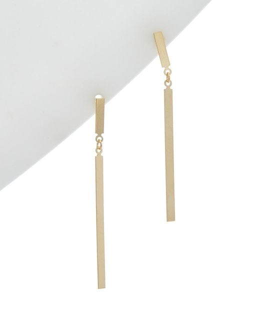Italian Gold White 14k Bar Drop Earrings