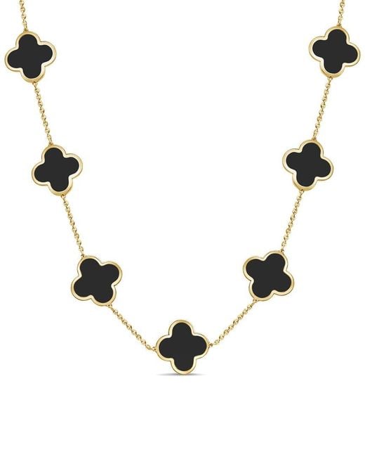 Italian Gold Natural 14k Onyx Layered Necklace