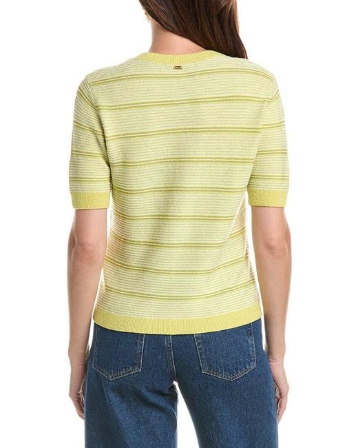 St. John Yellow Striped Wool-Blend Cardigan