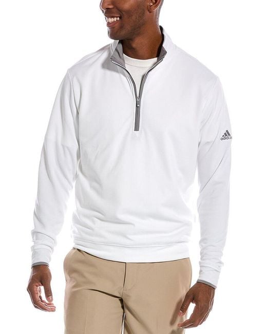 Adidas Originals White Lightweight 1/4-zip Pullover for men