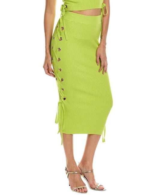 Undra Celeste Green Lace-up Grommet Skirt